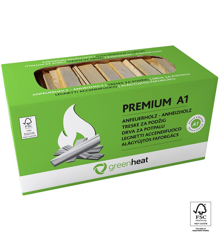 Premium treske za podžig v kartonu Greenheat